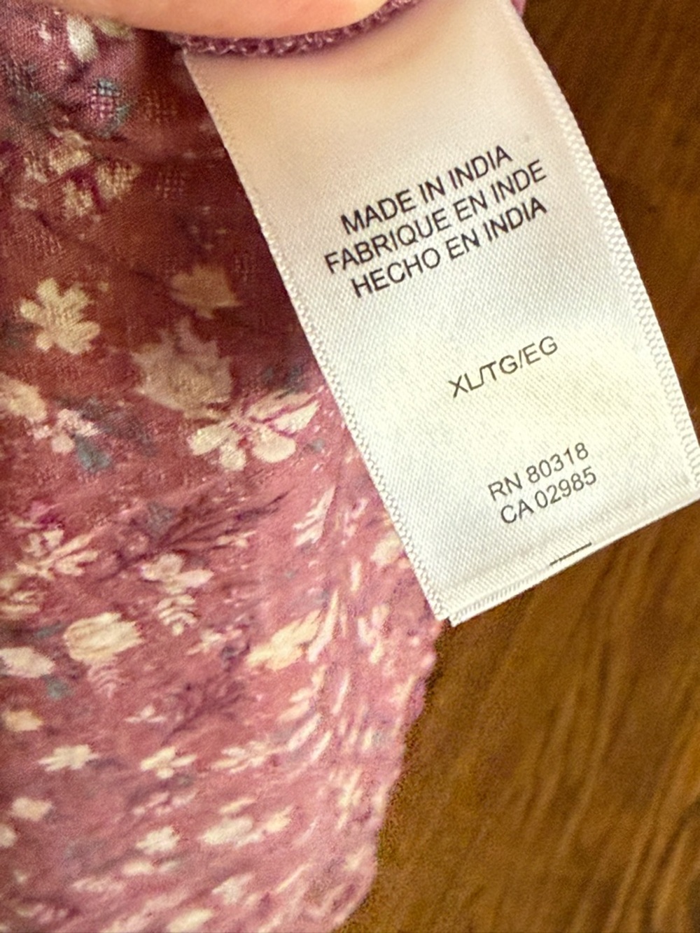Mauve Floral V-Neck Top by Lucky - Picture 6 of 7